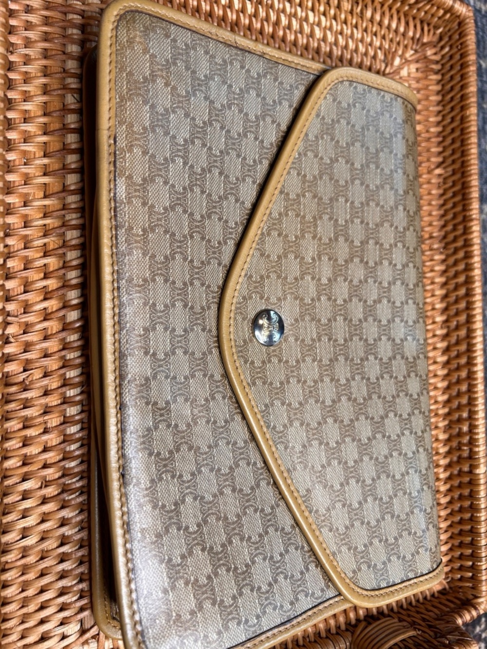 Authentic Vintage Celine Macadam Monogram Clutch w/ COA